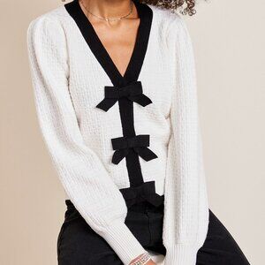 Leah Contrast Bow Cardigan - OG PRICE 60.00